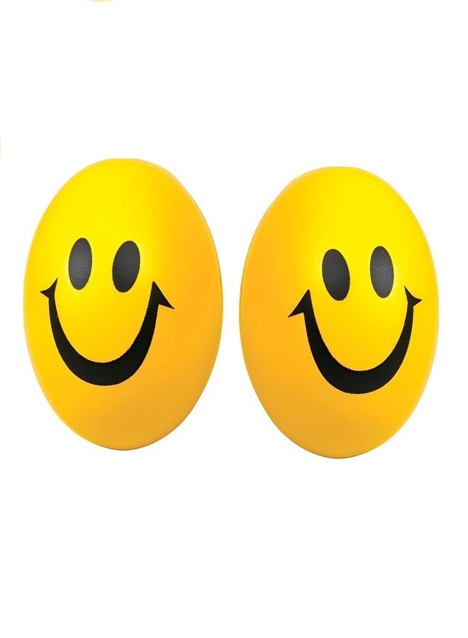 VACHI® Smiley Face Squeeze Yellow Ball Stress Reliver Balls, Smiley Face Squeeze Ball'S for Kids and Adults for Stress'S Relief and Playing (Pack of 2) - Image 1